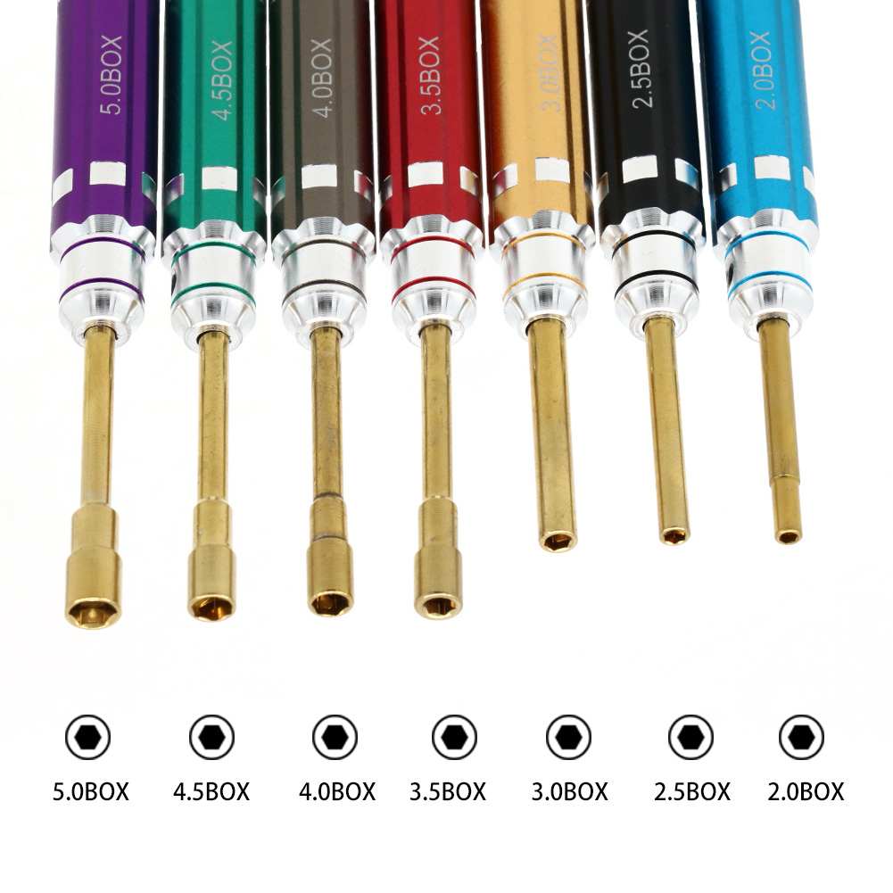 Tamiya Model Paint Set - 7PCS 짧은 손잡이 RC 육각 드라이버